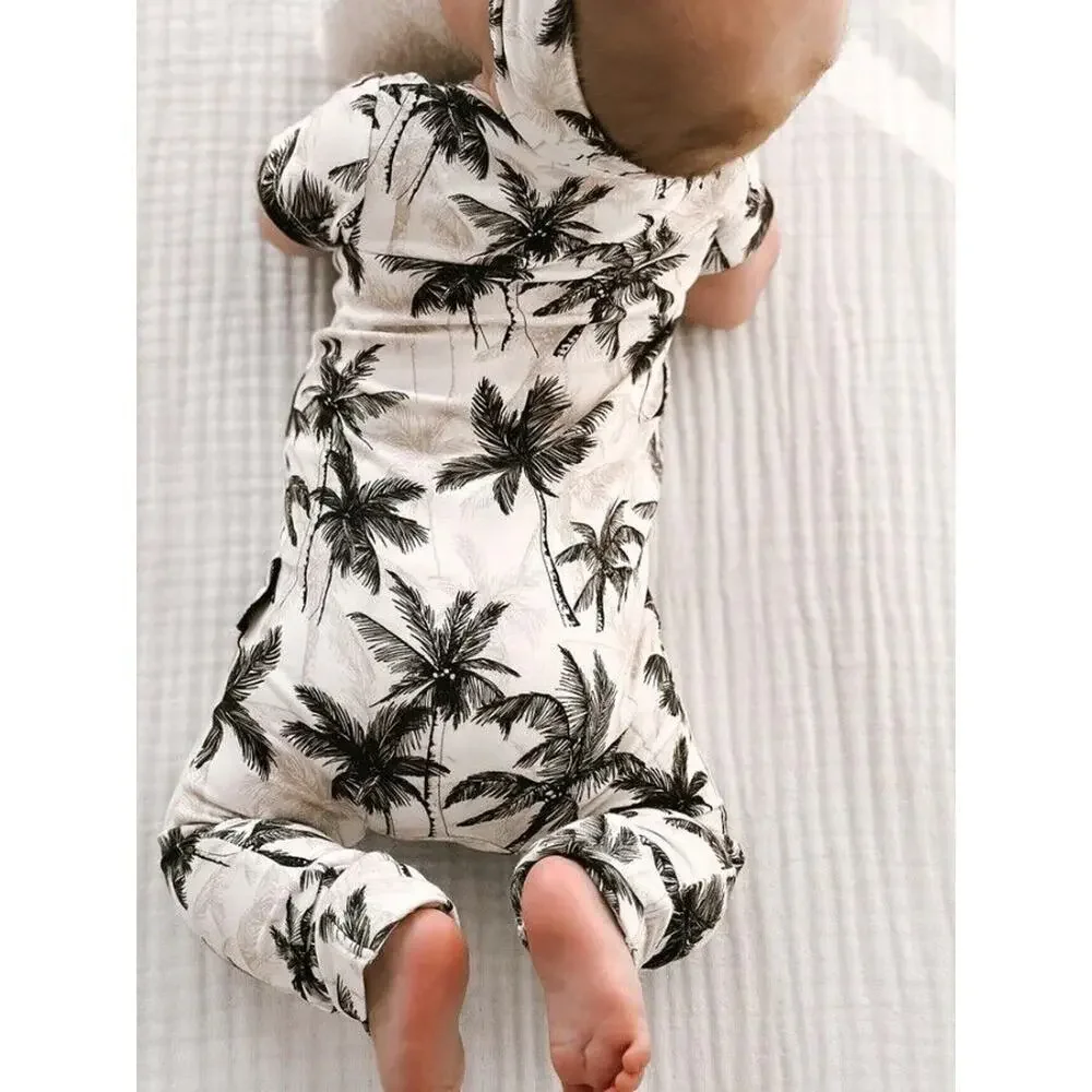 Little Bipsy Palm x Baby Breez Overall Romper Unisex Infant 0-3month Black/White